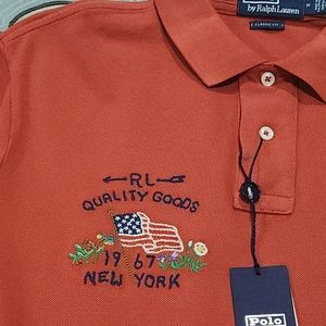 SOLD!!! $125 Polo Ralph Lauren Shirt  Red Classic Fit New York Flag 1967 Medium